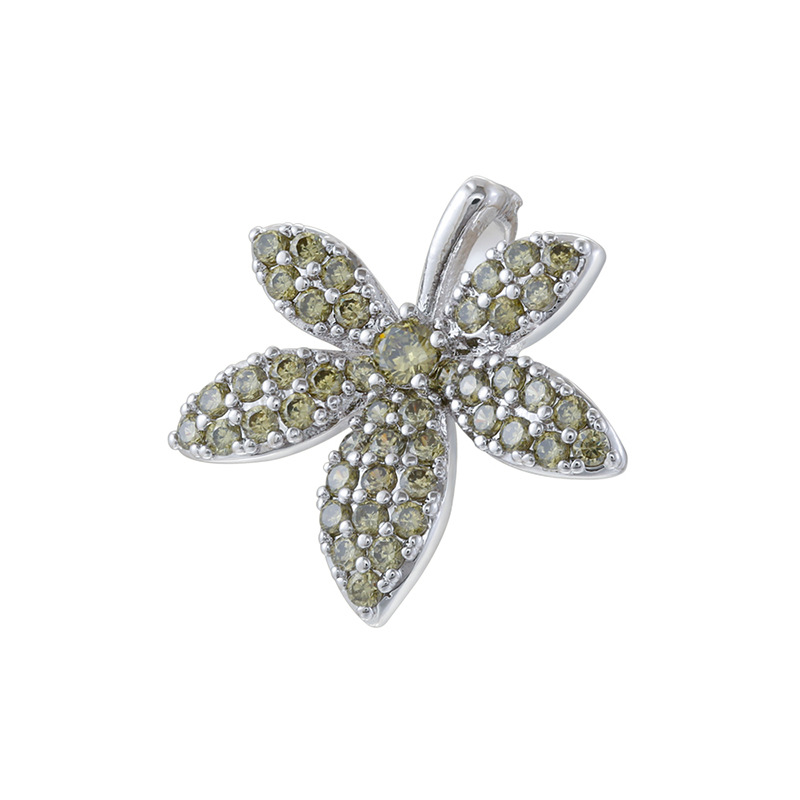 4:White gold olive green diamond bee pendant