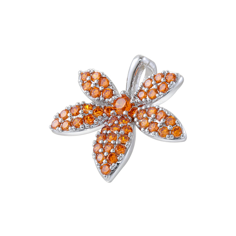 6:White gold orange diamond bee pendant