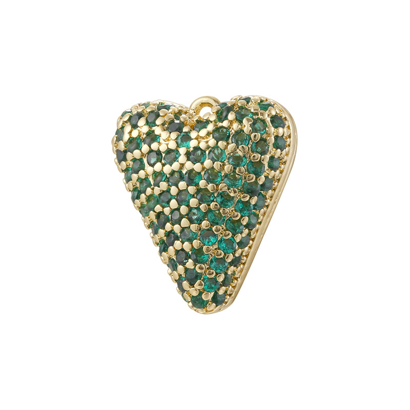 9:Golden green diamond love pendant