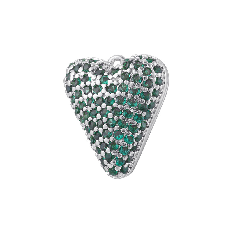 10:White gold green diamond love pendant