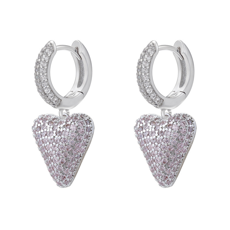 10:1 pair of white gold pink diamond love earrings