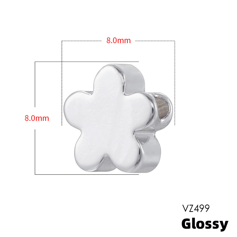 5:Vz499 white gold 8mm five-petal flower