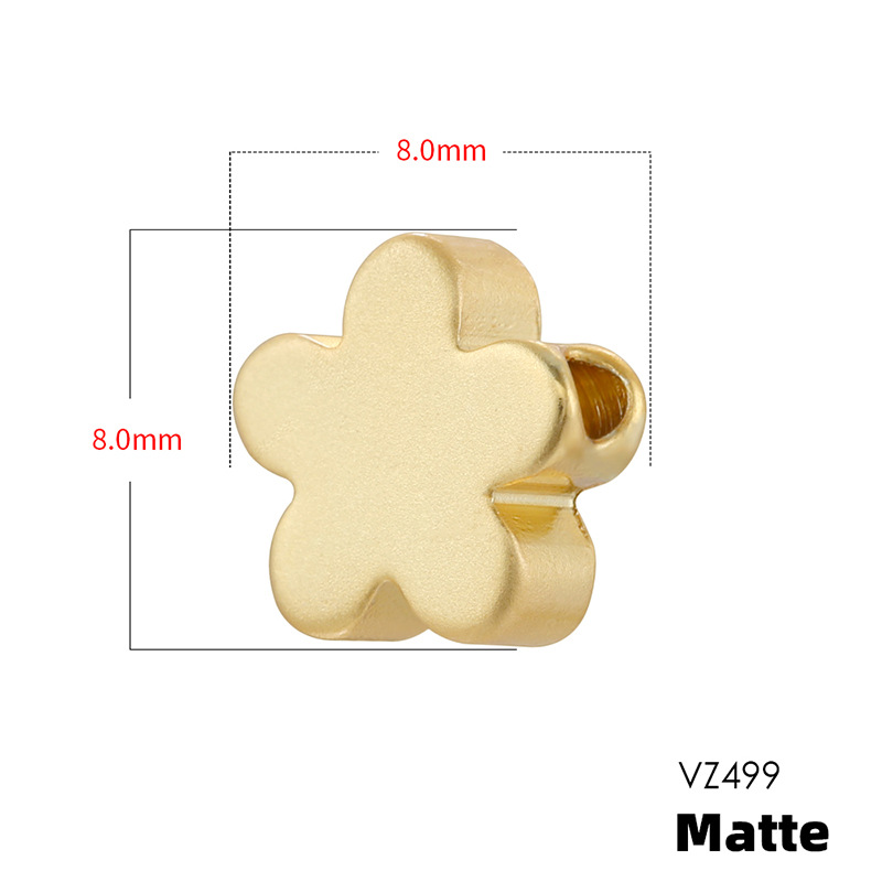 6:Vz499 gold 8mm frosted five-petal flower