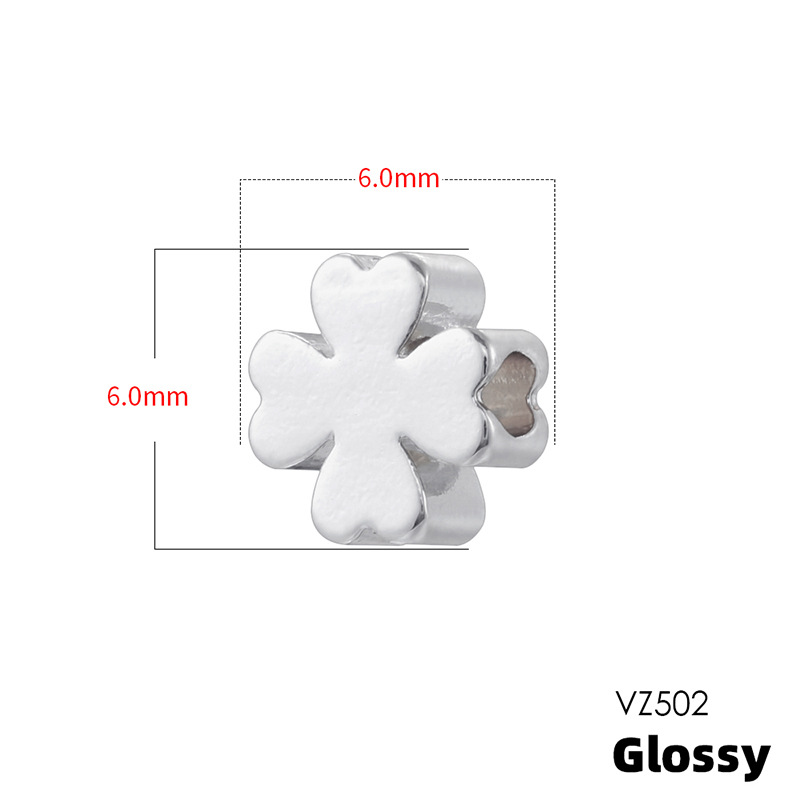 14:Vz502 white gold 6mm four-leaf clover