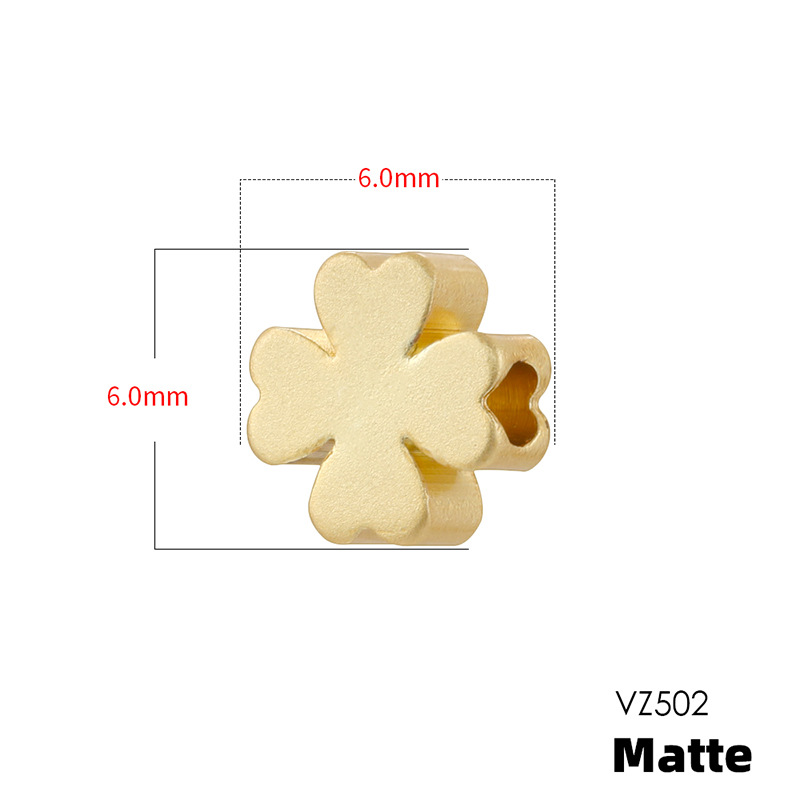 15:Vz502 gold 6mm frosted four-leaf clover