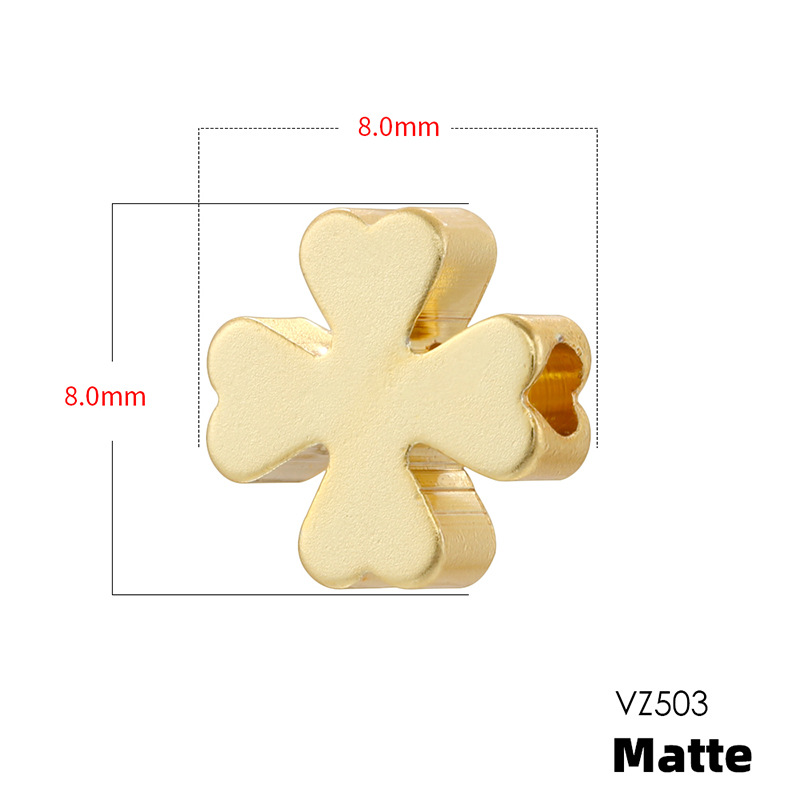 18:Vz503 gold 8mm frosted four-leaf clover