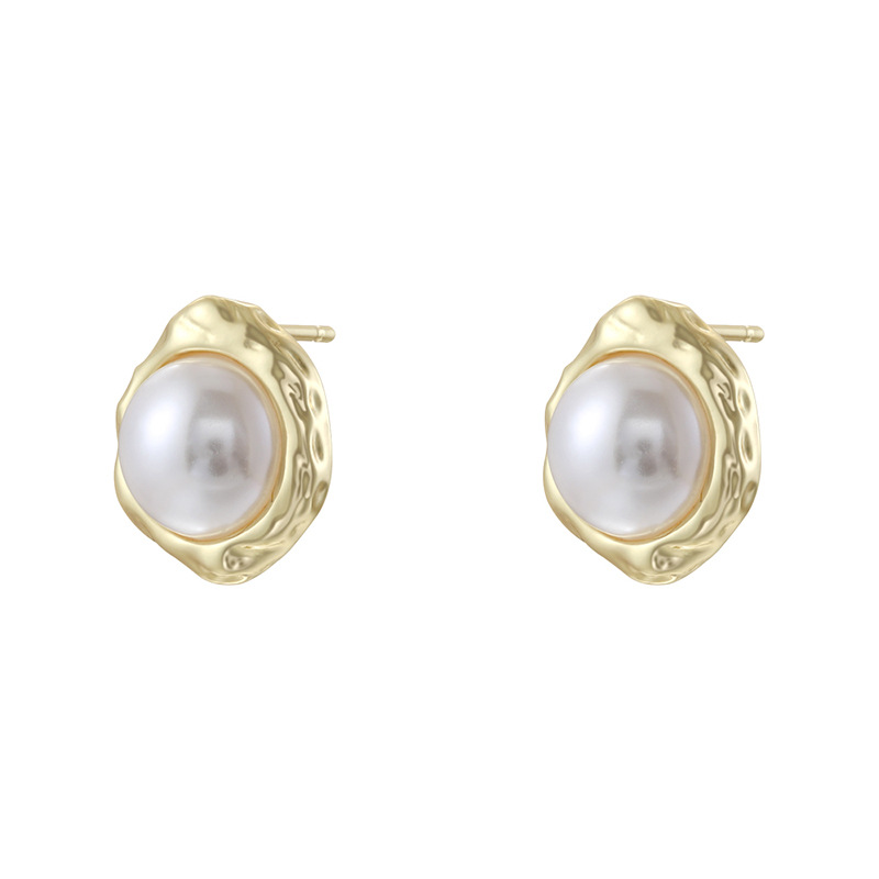 1:Ve1755 gold pearl earrings 1 pair