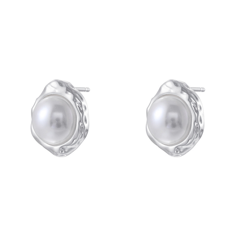 2:Ve1755 white gold pearl earrings 1 pair