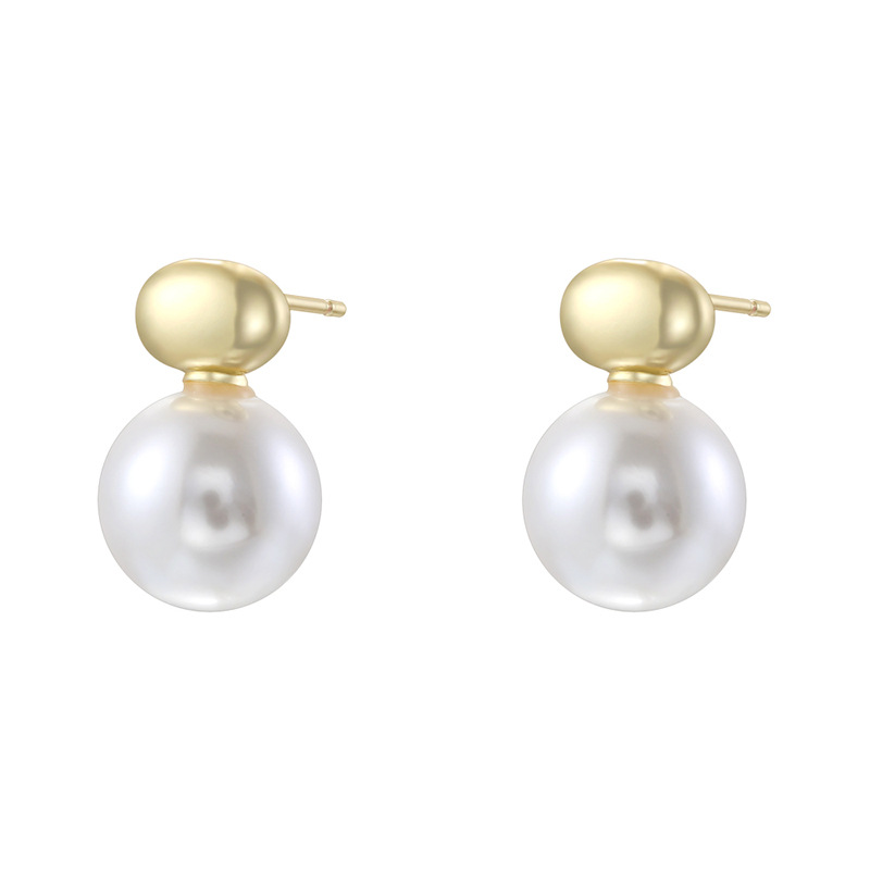5:Ve1757 gold pearl earrings 1 pair