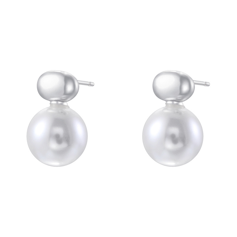 6:Ve1757 white gold pearl earrings 1 pair