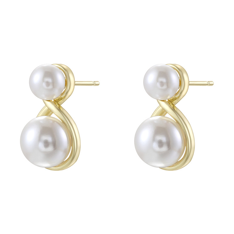 7:Ve1758 gold pearl earrings 1 pair