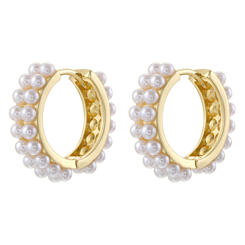 9:Ve1759 gold pearl earrings 1 pair
