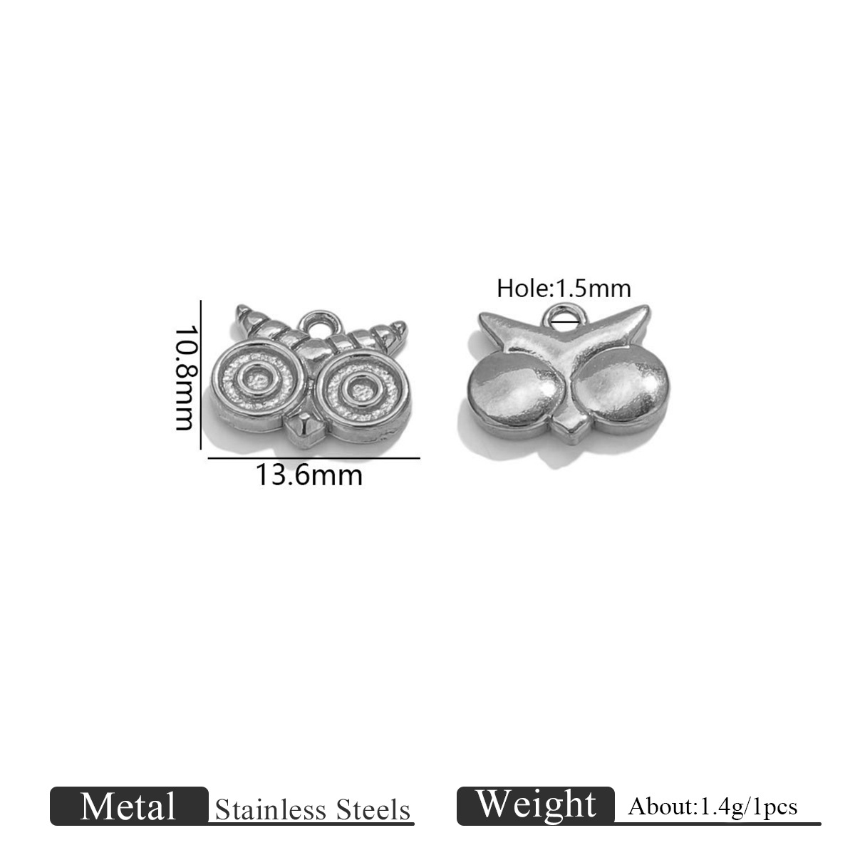 17:Single hole owl small pendant-steel color 1147