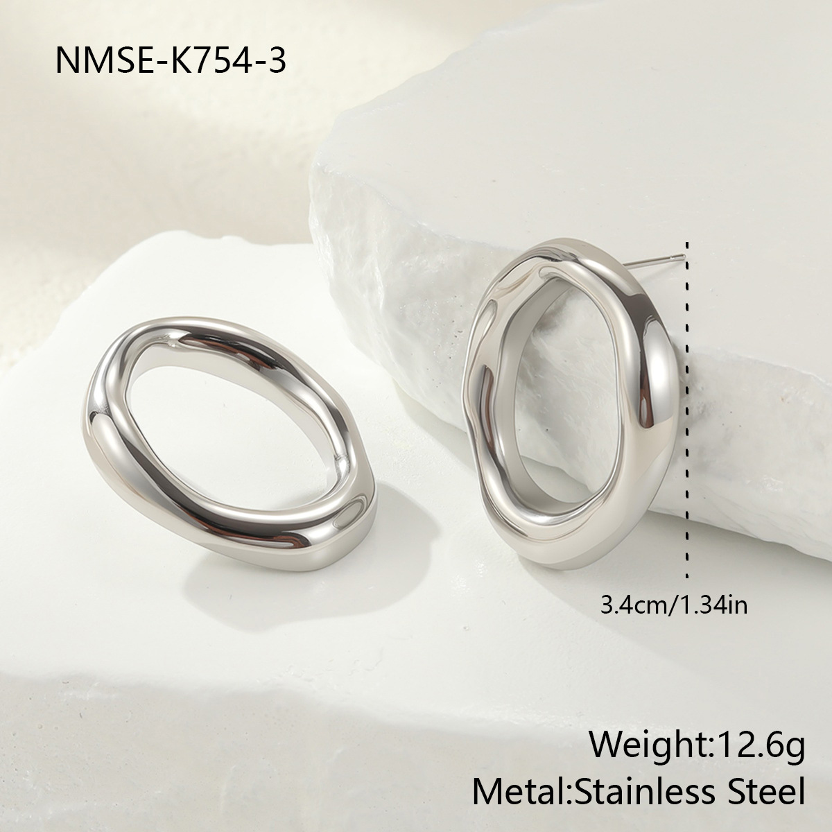 7:Nmse-k754-3 steel color earrings