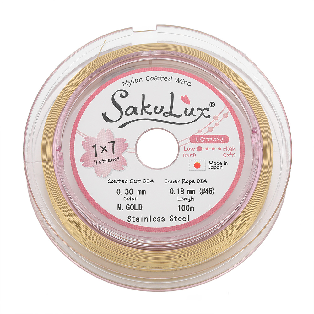 4:0.3mm steel wire--gold 100m /roll