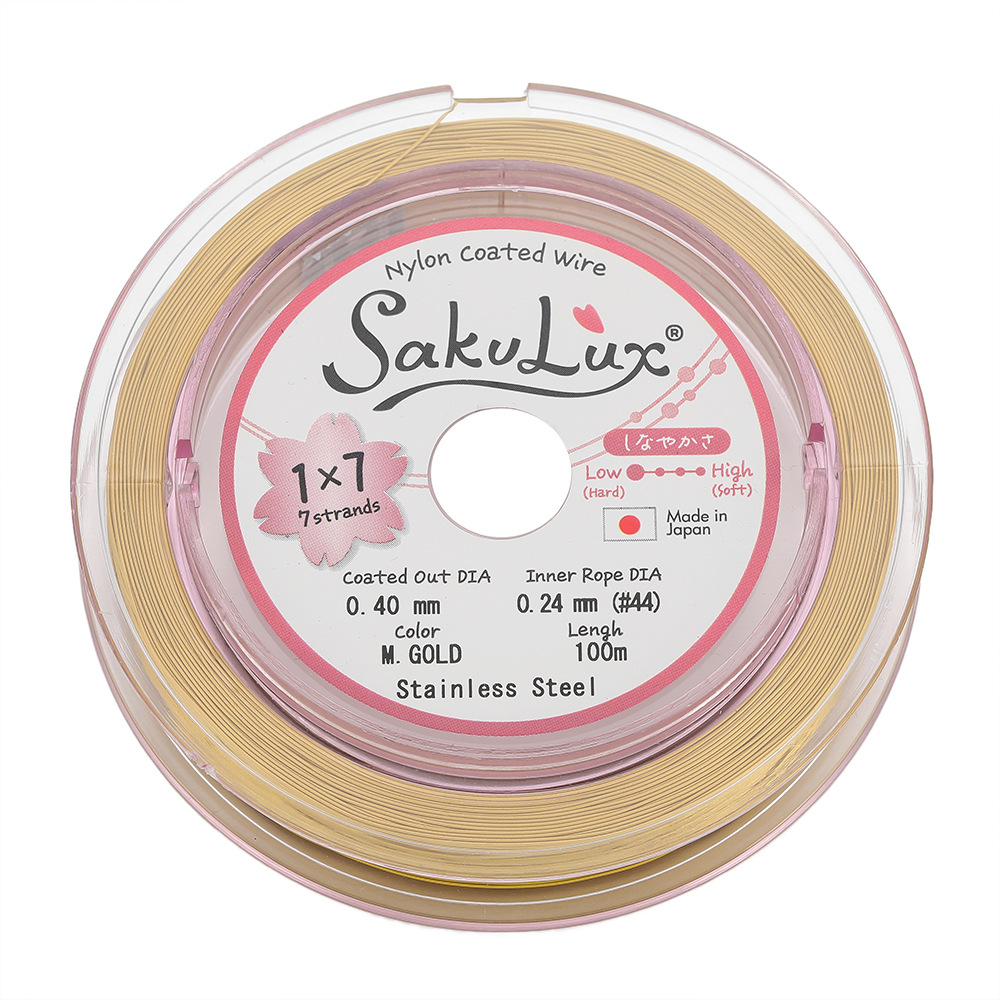 5:0.4mm steel wire--gold 100m /roll