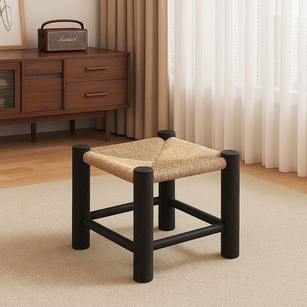 Black-square low stool