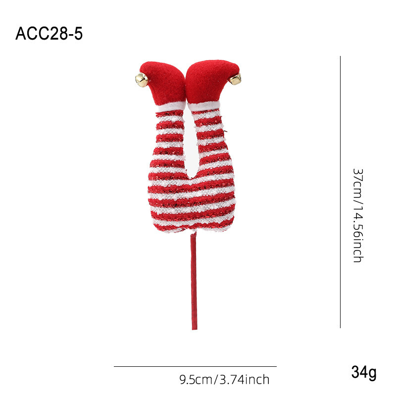 Red and white striped elf legs