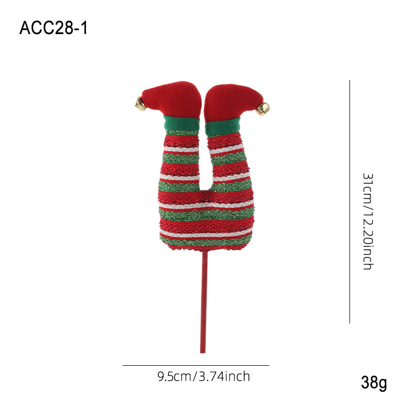 Red and green striped elf legs