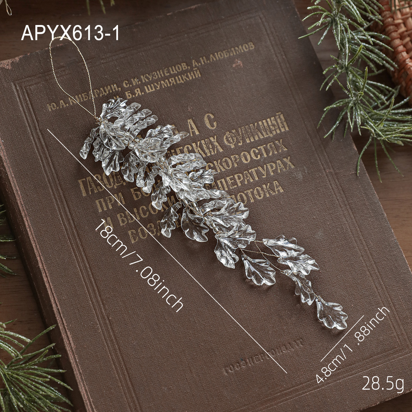 J type transparent leaf pendant