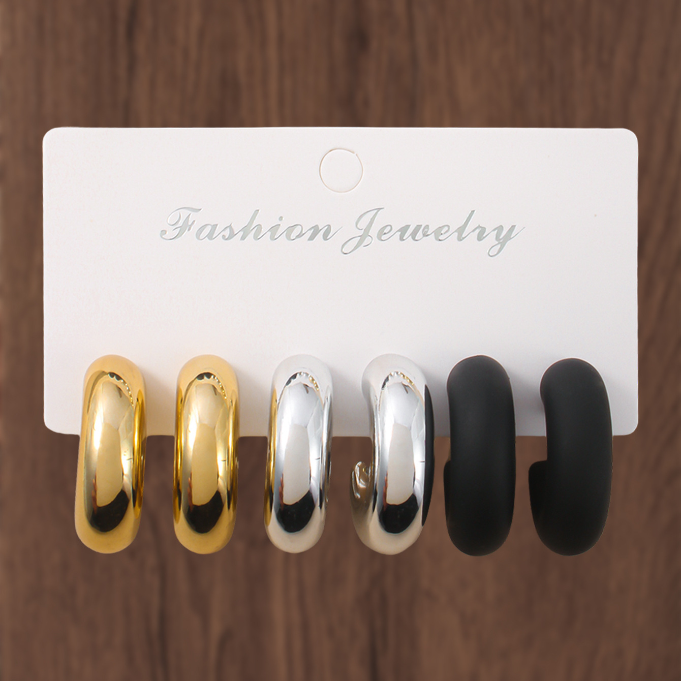9:Environmentally friendly-gold, black and silver (c-shaped)-3 pairs