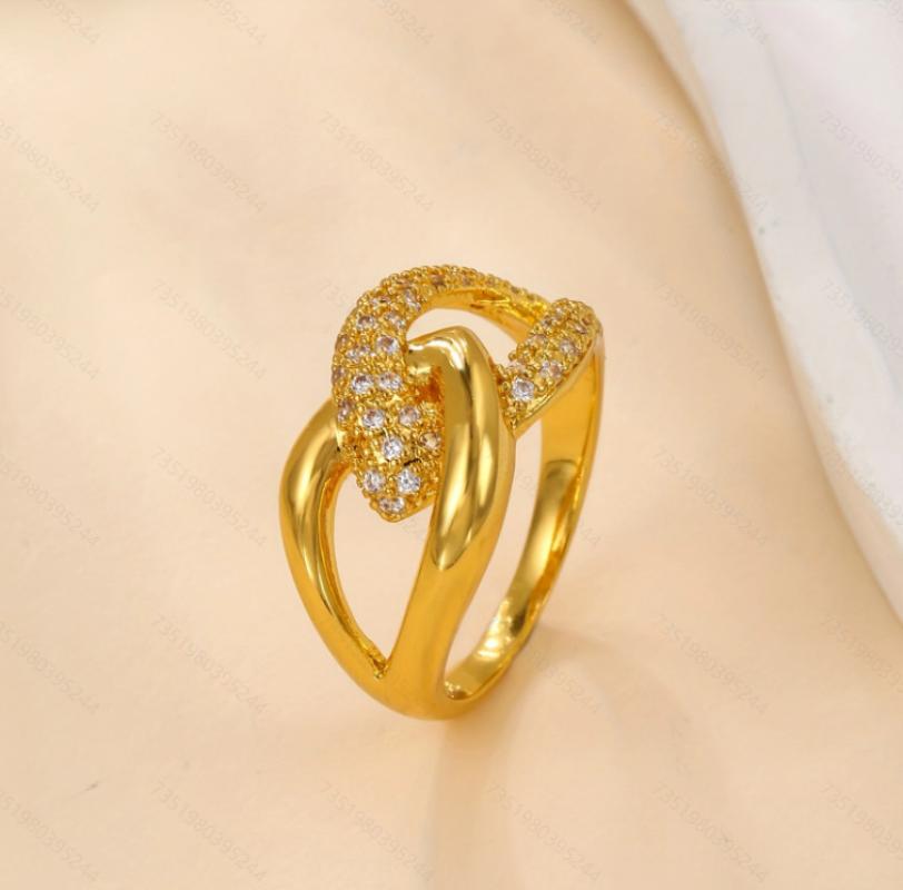Copper-hollow leaf diamond ring 7