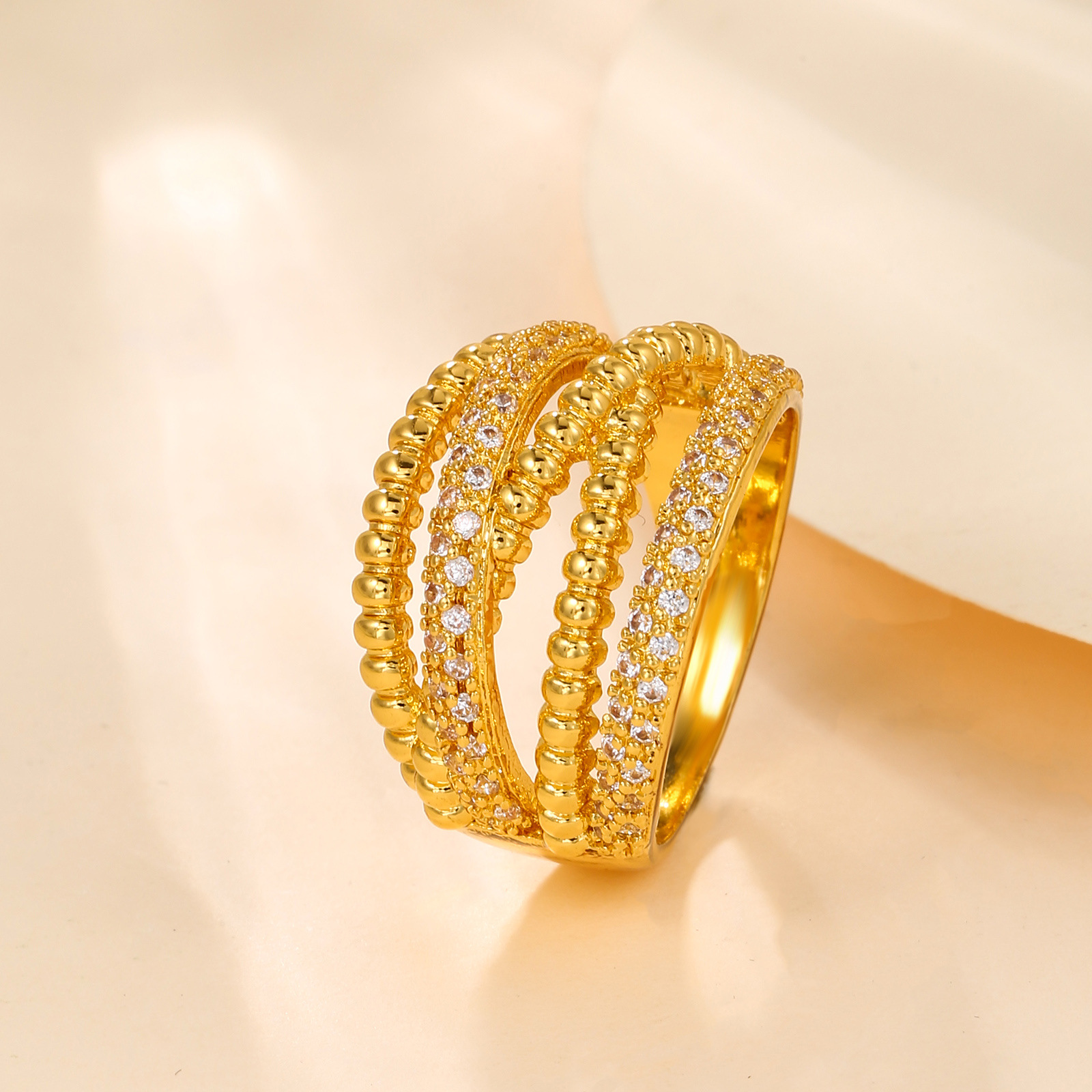 Copper-transfer bead micropaved zirconia ring 7