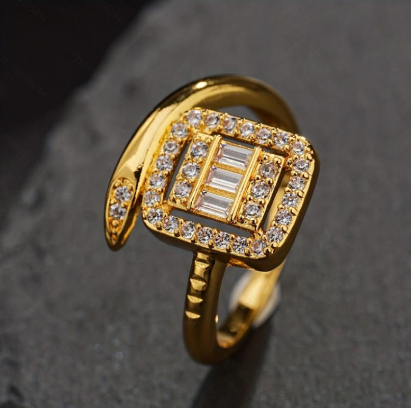 Copper-square rivet diamond ring 7