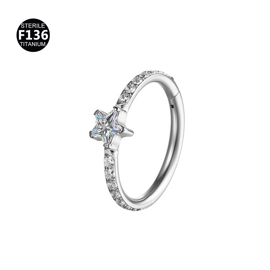 Silver five-pointed star 1.2x8mm