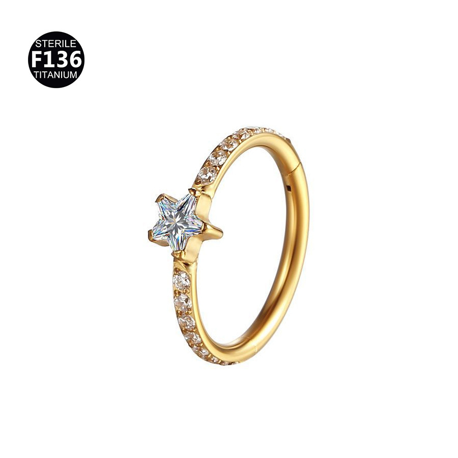 Gold white five-pointed star 1.2x8mm