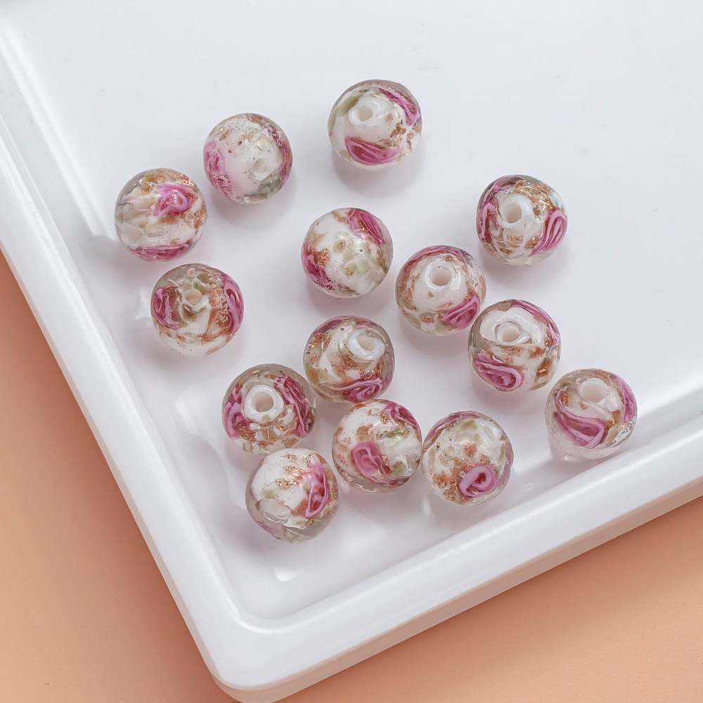 4:8mm Gold foil rose beads