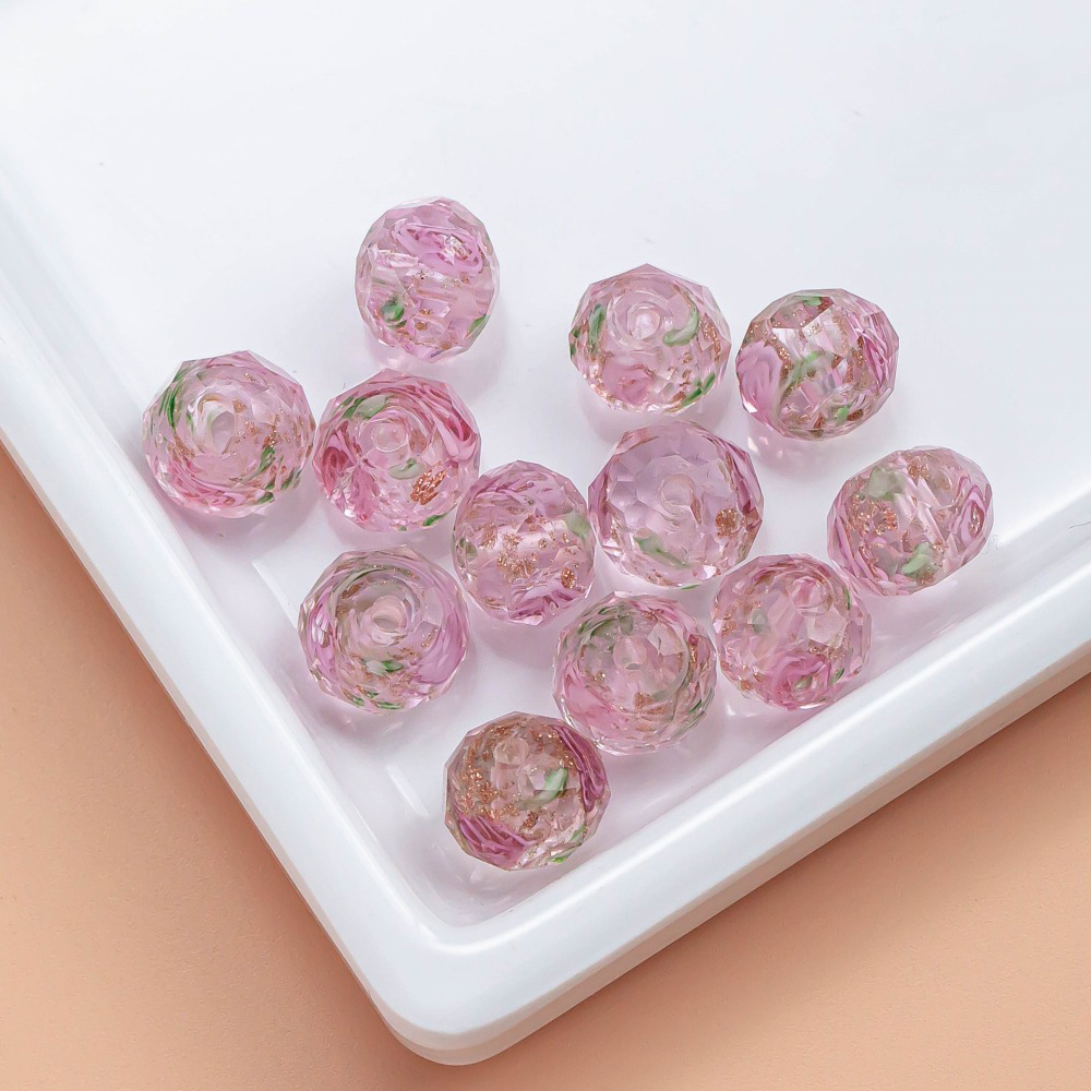 6:10x7mm Translucent rose multi-sided flat beads