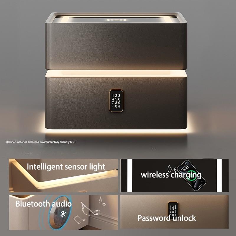 MDF board - Three color light Wireless charging Lock Audio - Black
