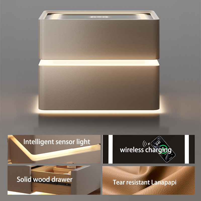 solid wood - Three color light wireless charging - light gray