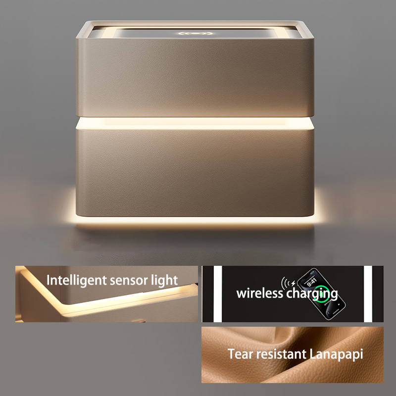 MDF  board - Three color light wireless charging - dark gray