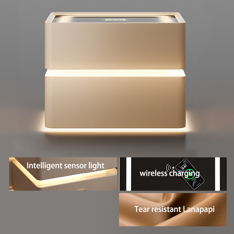 MDF board - Three color light wireless charging - light gray