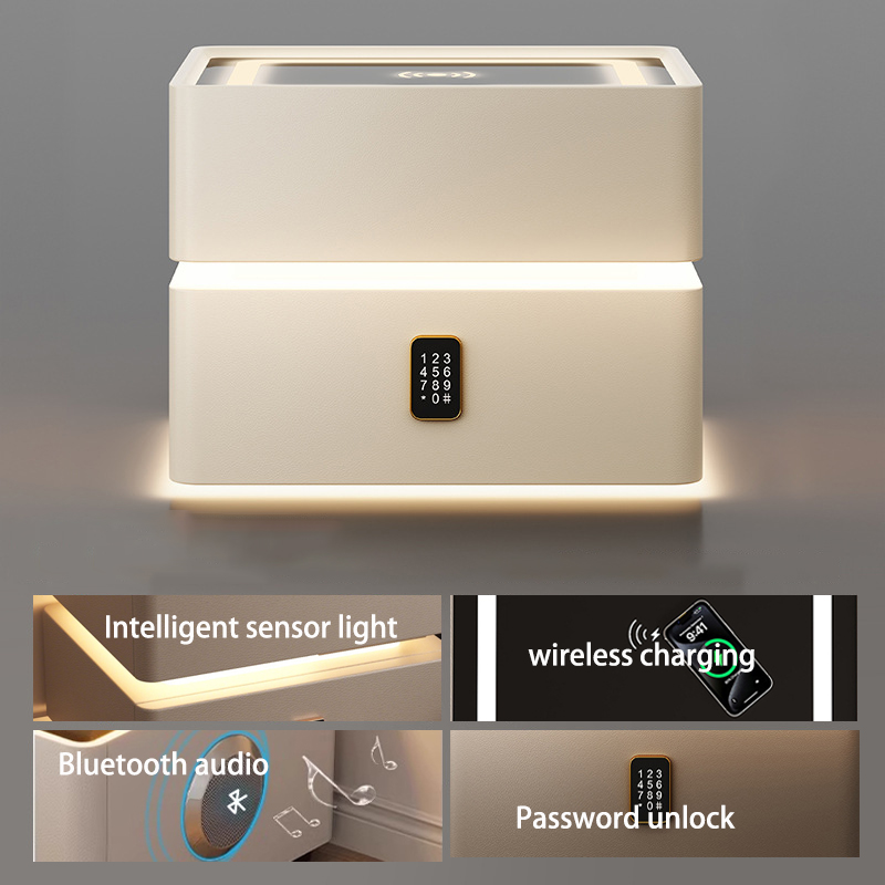 MDF board - Three color light wireless charging lock speaker - off white