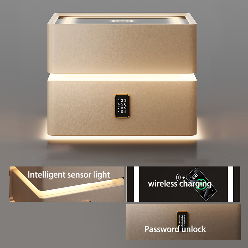 MDF board - Three color light wireless charging lock - light gray