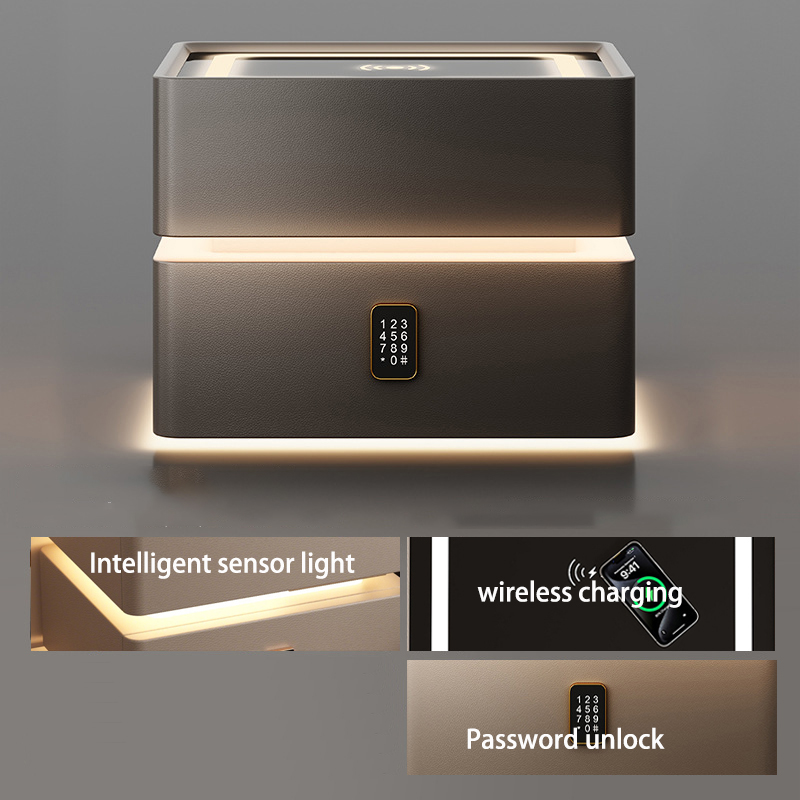 MDF board - Three color light wireless charging lock - black