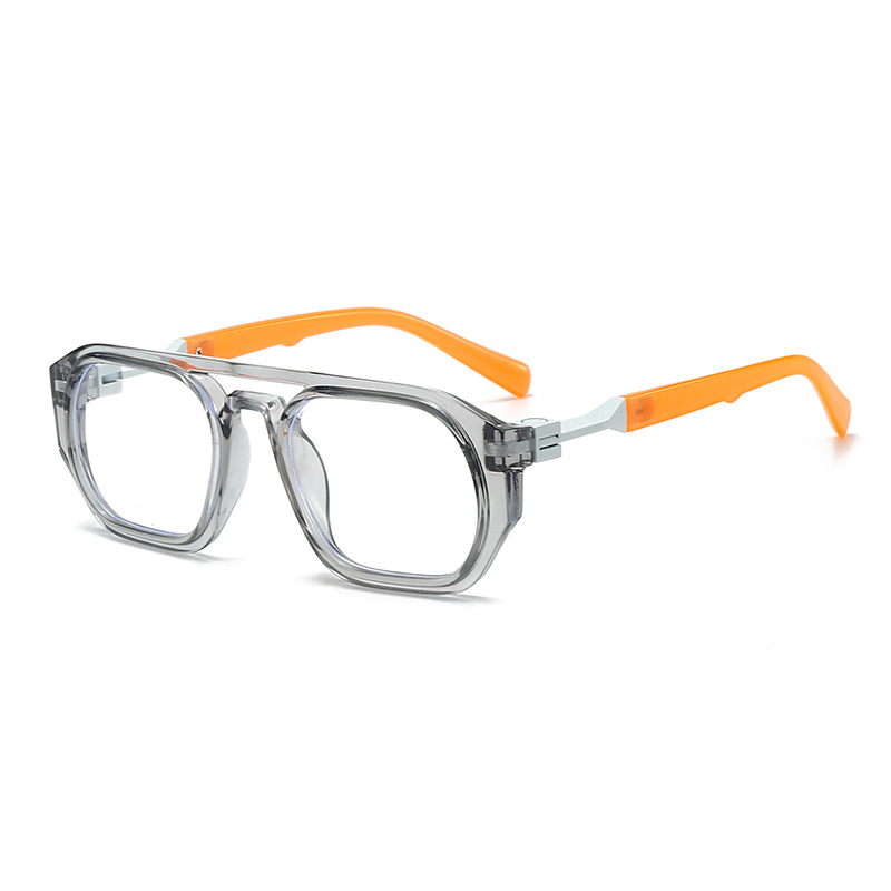 C11-transparent gray frame with white orange feet (Non-prescription anti-blue light)