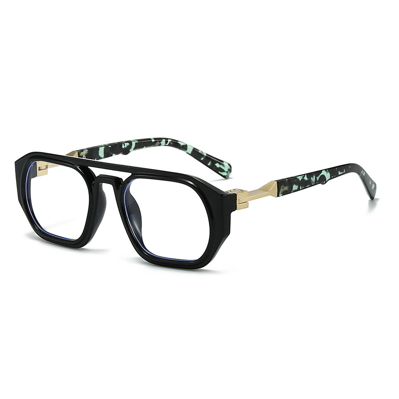 C13-bright black frame gold and green flower feet (Non-prescription anti-blue light)