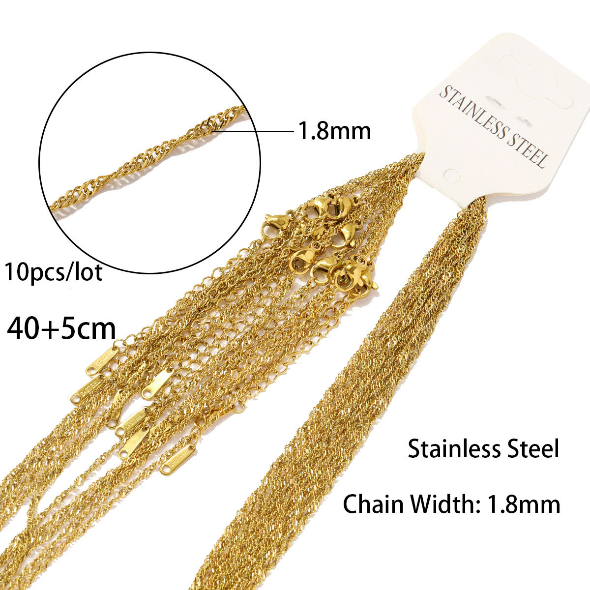 9:03 water ripple chain 40 5pointed gold