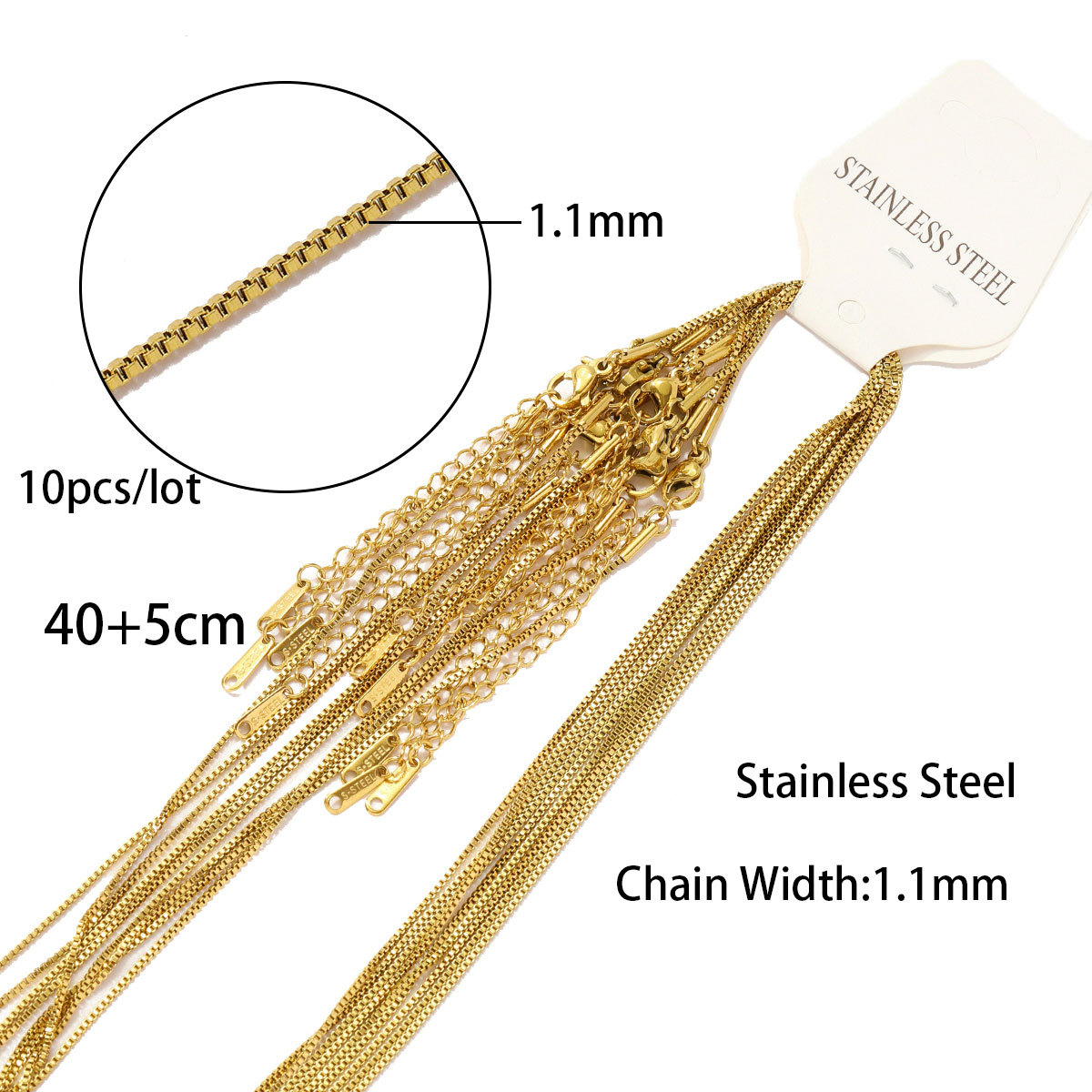 11:1.1 box chain 40 5 pointed gold