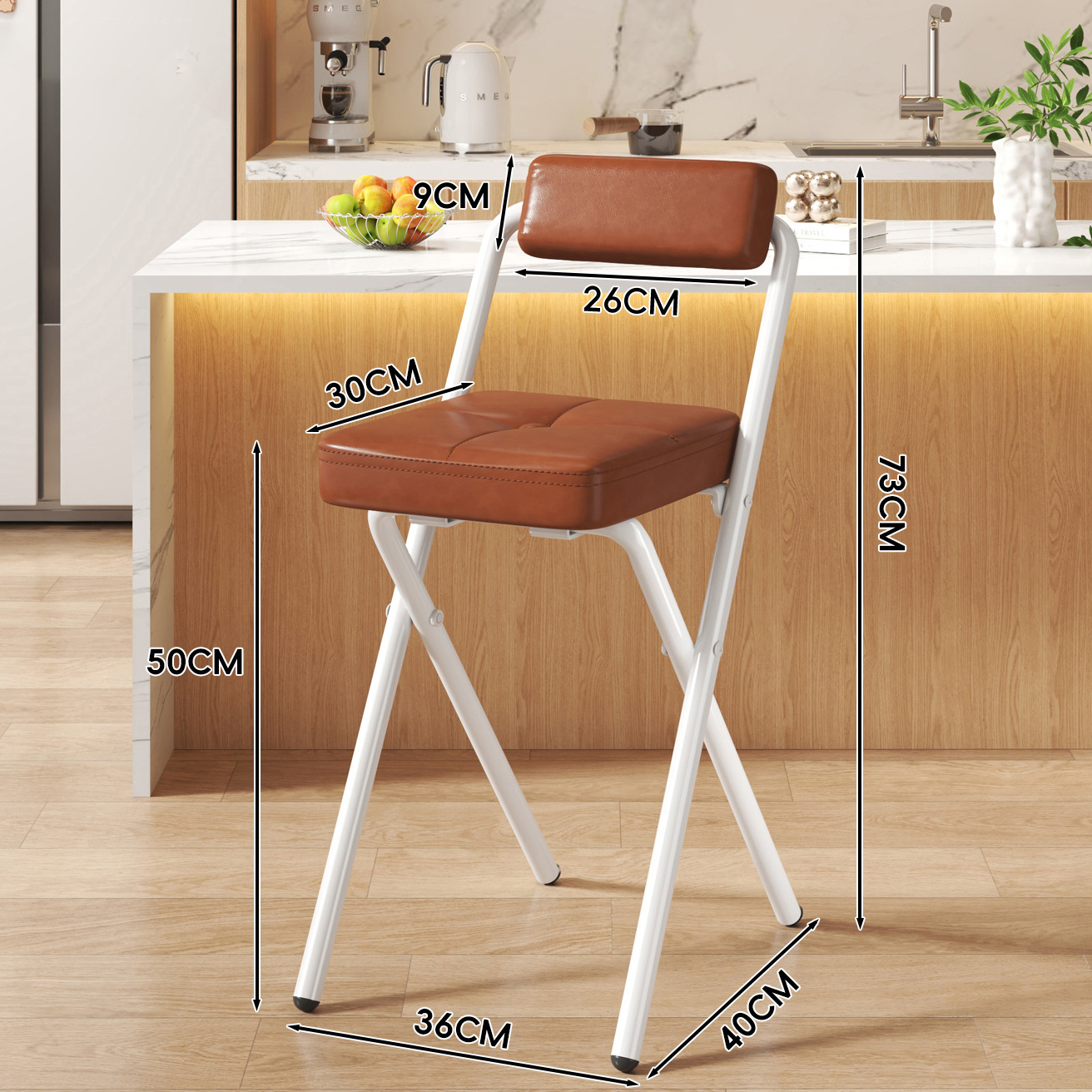 Coconut Pad Square Cushion - Soft Coconut Back - 50CM White Legs