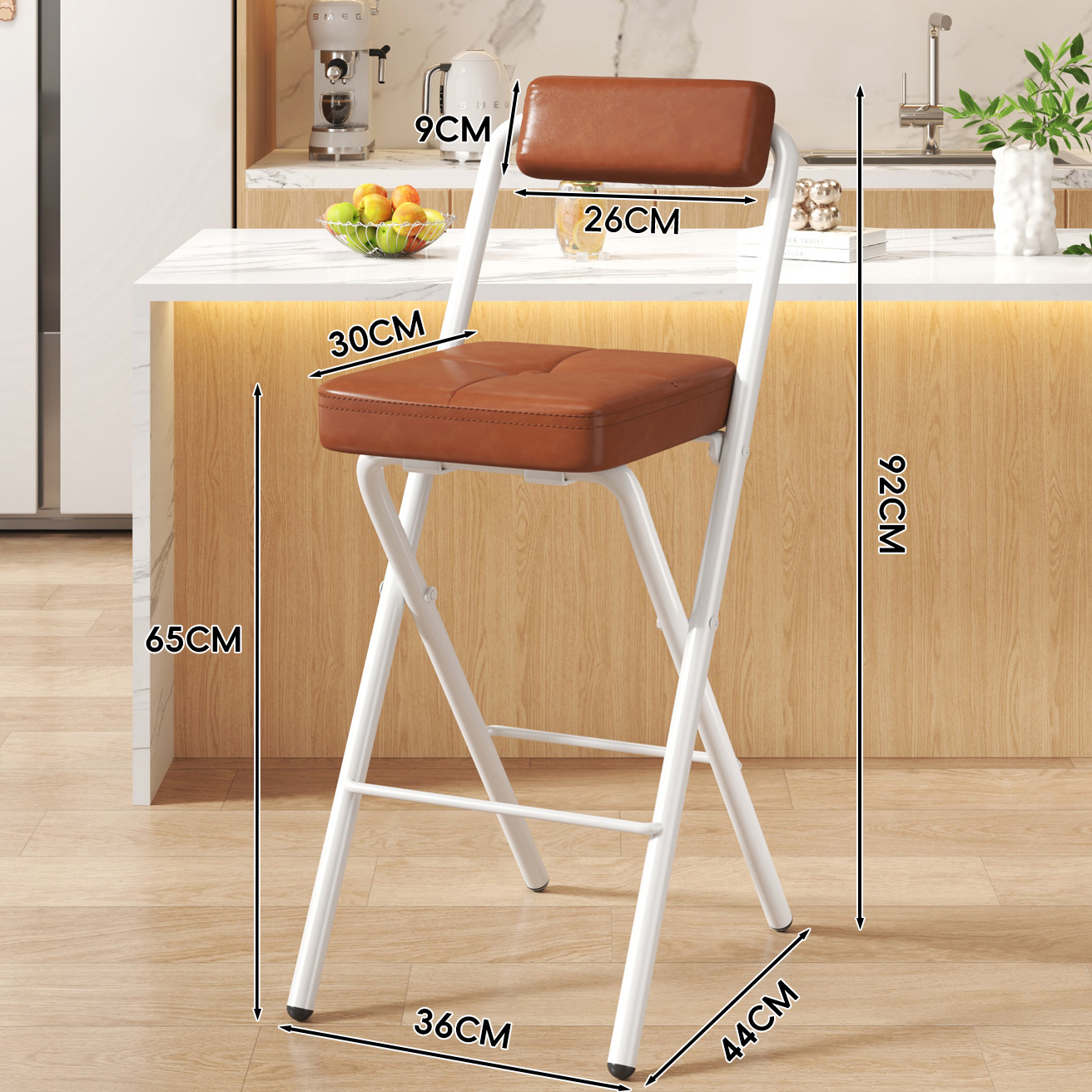 Coconut Pad Square Cushion - Coconut Soft Back - 65CM White Legs