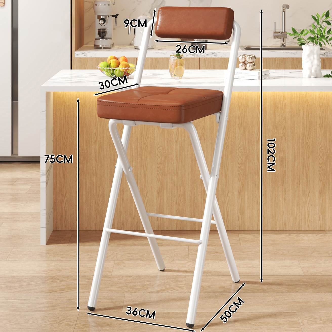 Coconut Pad Square Cushion - Coconut Soft Back - 75CM White Legs