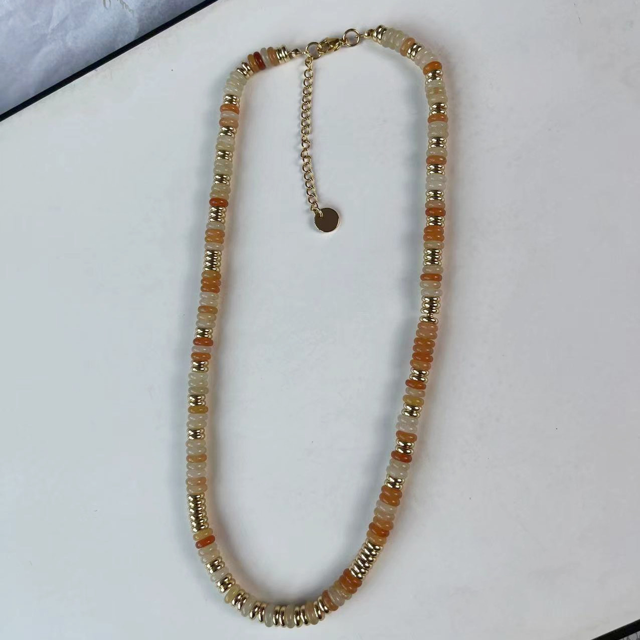 6 Yellow Jade Frisbee Necklace