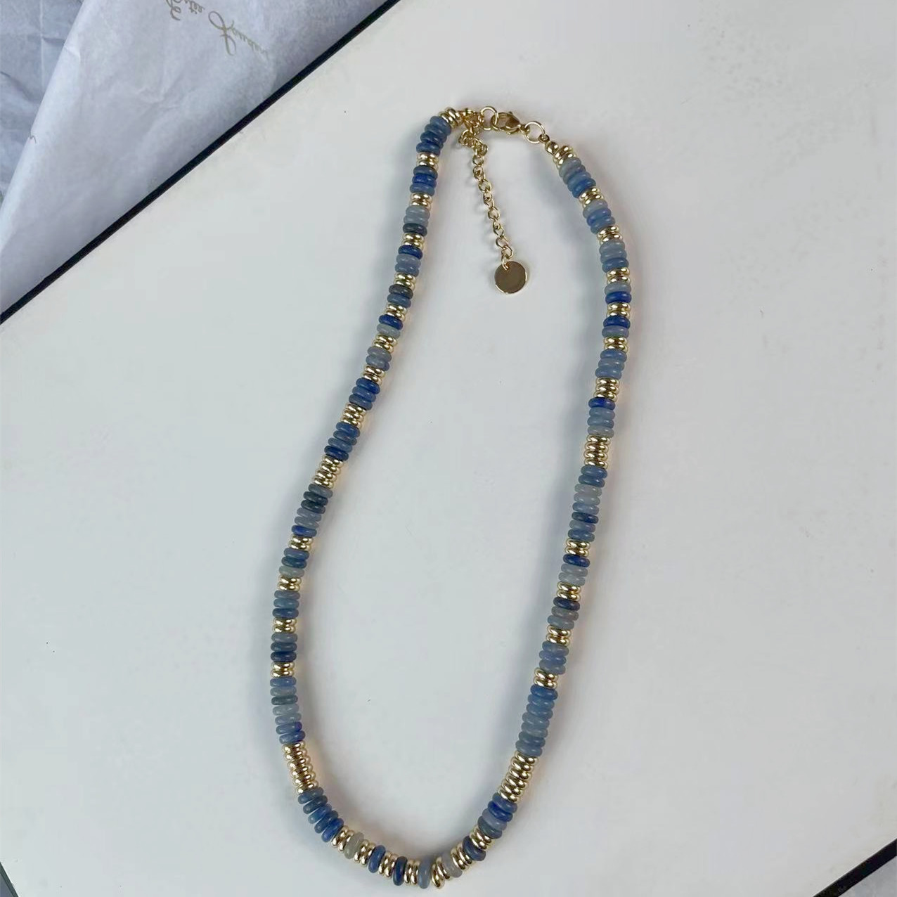 4 Blue Jade Frisbee Necklace