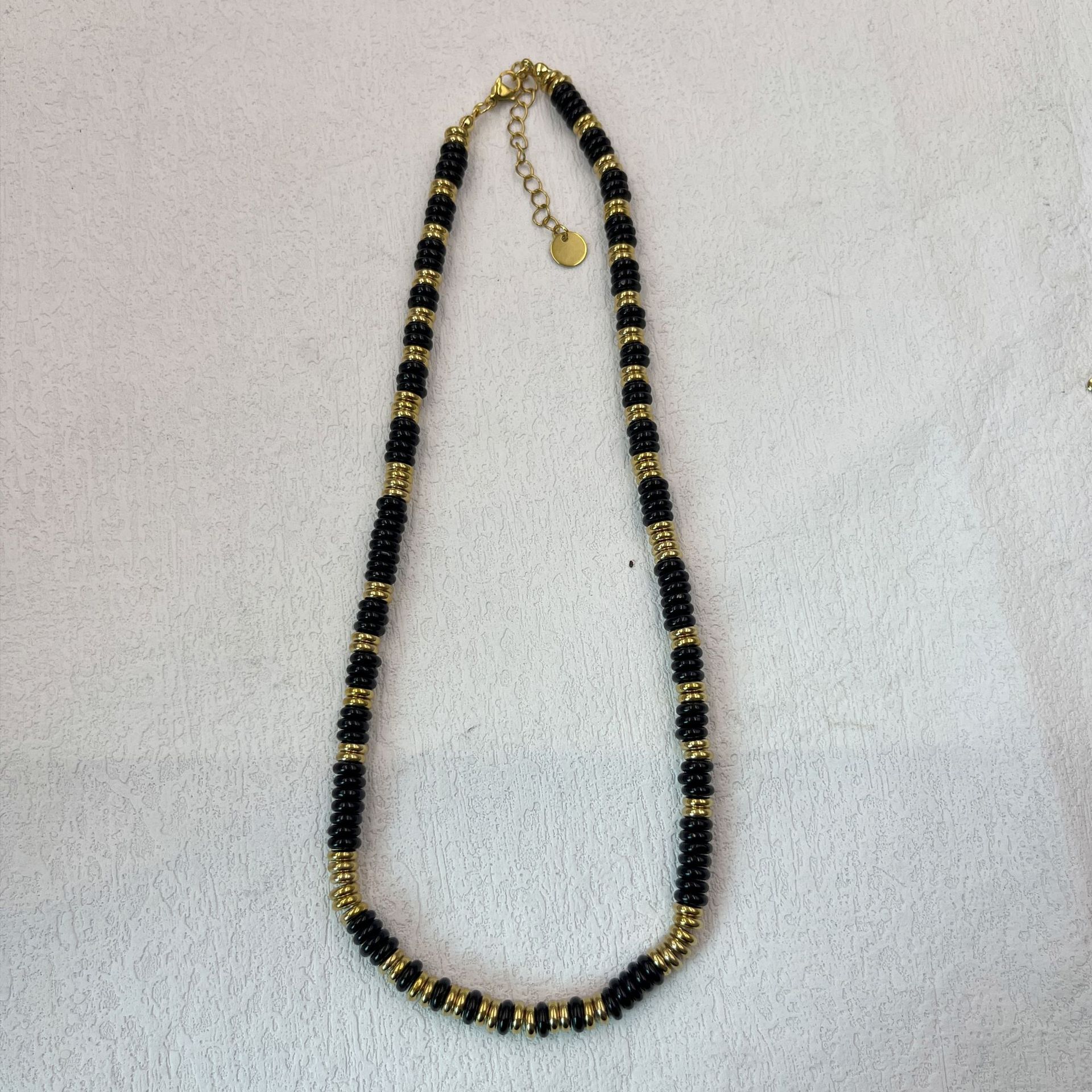 21 Black Onyx Frisbee Necklace