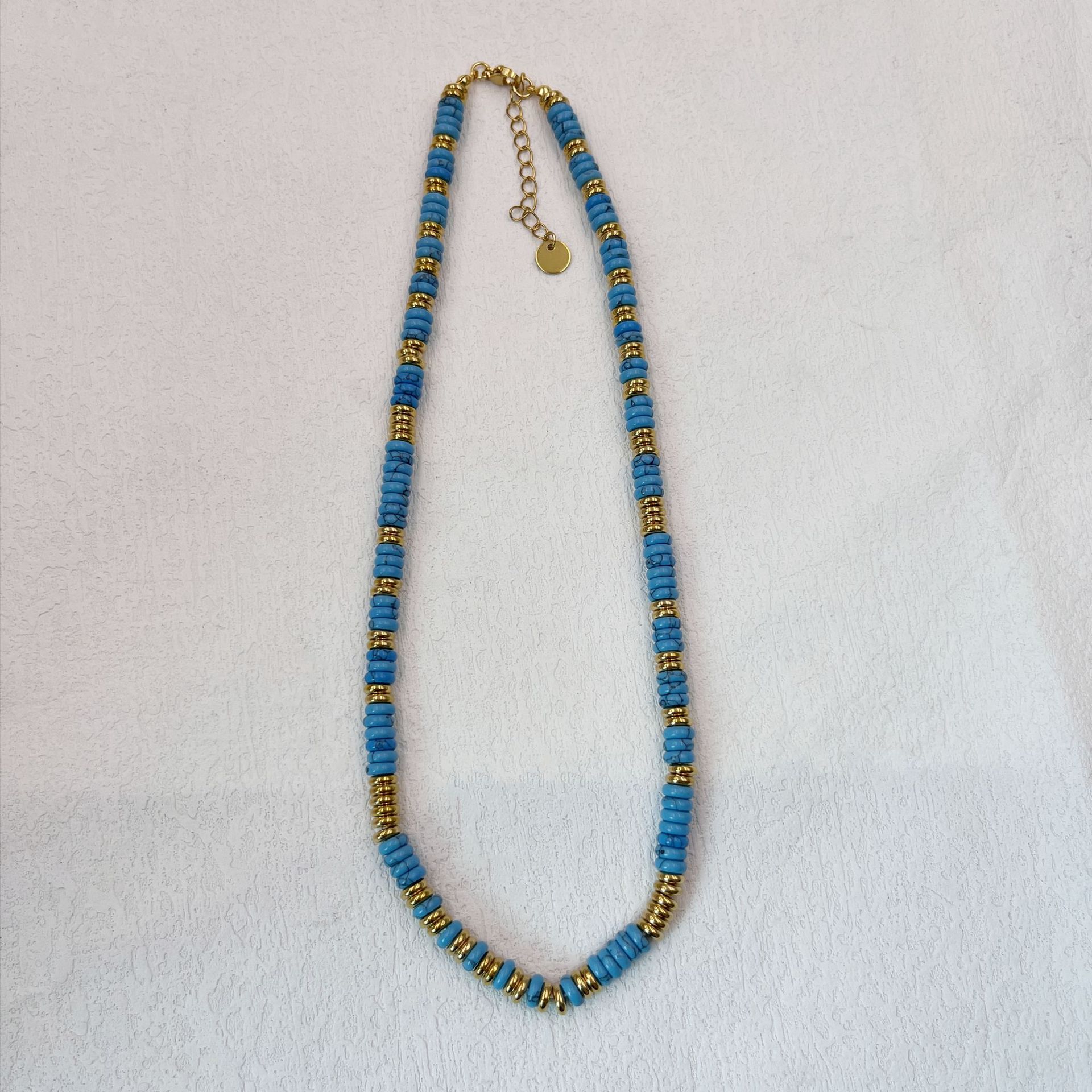 27:Blue Turquoise Frisbee Necklace